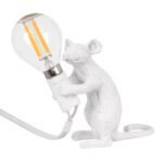 GLOBOSTAR® MOUSE 00679 Vintage Επιτραπέζιο Φωτιστικό Πορτατίφ με Ντουί 1 x E12 AC 220-240V IP20 - Λευκό - Μ12 x Π4 x Υ10cm - Image 2
