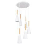 GLOBOSTAR® DILLON 00629 Μοντέρνο Κρεμαστό Φωτιστικό Οροφής με Ντουί 6 x E27 AC 220-240V IP20 - Λευκό & Μπεζ - Μ52 x Π52 x Y130cm - Image 2