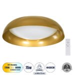 GLOBOSTAR® ANATOLIA 61266 Μοντέρνο Φωτιστικό Οροφής LED 75W 8625lm 120° AC 220-240V IP20 Ρυθμιζόμενο Λευκό CCT με Χειριστήριο από 2700K έως 6000K Dimmable - Lumileds SMD Chip - Χρυσό - Μ60 x Π60 x Υ13cm - 3 Χρόνια Εγγύηση - Image 2