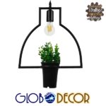 GLOBOSTAR® FLOWERPOT 10001209 Μοντέρνο Κρεμαστό Φωτιστικό Οροφής με Ντουί 1 x E27 AC 220-240V IP20 - Μαύρο & Πράσινο - Μ34 x Π34 x Y34cm - Image 3