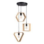 GLOBOSTAR® ELISE 00683 Μοντέρνο Κρεμαστό Φωτιστικό Οροφής με Ντουί 3 x E27 AC 220-240V IP20 - Μπεζ & Μαύρο - Μ55 x Π55 x Υ130cm - Image 2