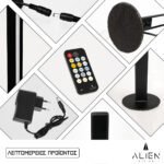 GloboStar® ALIEN-DIVA-BLACK-50-10 ALIEN Design DIVA Μοντέρνο Minimal Nordic Μεταλλικό Φωτιστικό Επιτραπέζιο - Πορτατίφ - Λαμπατέρ Μαύρο LED 10W 1500lm με Ασύρματο Χειριστήριο RF & Dimmer IP20 CCT Θερμό 2700 K έως Ψυχρό 6000K Μ3 x Π1.6 x Υ50cm - Image 6