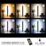 GloboStar® ALIEN-DIVA-BLACK-50-10 ALIEN Design DIVA Μοντέρνο Minimal Nordic Μεταλλικό Φωτιστικό Επιτραπέζιο - Πορτατίφ - Λαμπατέρ Μαύρο LED 10W 1500lm με Ασύρματο Χειριστήριο RF & Dimmer IP20 CCT Θερμό 2700 K έως Ψυχρό 6000K Μ3 x Π1.6 x Υ50cm - Image 2