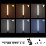 GloboStar® ALIEN-DIVA-BLACK-50-10 ALIEN Design DIVA Μοντέρνο Minimal Nordic Μεταλλικό Φωτιστικό Επιτραπέζιο - Πορτατίφ - Λαμπατέρ Μαύρο LED 10W 1500lm με Ασύρματο Χειριστήριο RF & Dimmer IP20 CCT Θερμό 2700 K έως Ψυχρό 6000K Μ3 x Π1.6 x Υ50cm - Image 3