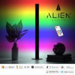 GloboStar® ALIEN-DIVA-BLACK-50-11 ALIEN Design DIVA Μοντέρνο Minimal Nordic Μεταλλικό Φωτιστικό Επιτραπέζιο - Πορτατίφ - Λαμπατέρ Μαύρο LED 10W 1500lm με Ασύρματο Χειριστήριο RF & Dimmer IP20 Πολύχρωμο RGBW Ψηφιακή με Τρεχούμενα Εφέ Μ3 x Π1.6 x Υ50cm