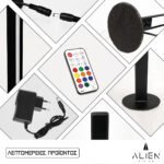 GloboStar® ALIEN-DIVA-BLACK-50-12 ALIEN Design DIVA Μοντέρνο Minimal Nordic Μεταλλικό Φωτιστικό Επιτραπέζιο - Πορτατίφ - Λαμπατέρ Μαύρο LED 10W 1500lm με Ασύρματο Χειριστήριο RF & Dimmer IP20 Πολύχρωμο RGBW + WW Smart Home Wi-Fi Μ3 x Π1.6 x Υ50cm - Image 6