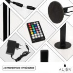 GloboStar® ALIEN-DIVA-BLACK-50-8 ALIEN Design DIVA Μοντέρνο Minimal Nordic Μεταλλικό Φωτιστικό Επιτραπέζιο - Πορτατίφ - Λαμπατέρ Μαύρο LED 8W 800lm με Ασύρματο Χειριστήριο RF & Dimmer IP20 Πολύχρωμο RGB Μ3 x Π1.6 x Υ50cm - Image 6