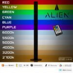 GloboStar® ALIEN-DIVA-BLACK-50-9 ALIEN Design DIVA Μοντέρνο Minimal Nordic Μεταλλικό Φωτιστικό Επιτραπέζιο - Πορτατίφ - Λαμπατέρ Μαύρο LED 10W 1500lm με Ασύρματο Χειριστήριο RF & Dimmer IP20 Πολύχρωμο + CCT - RGBW + WW Μ3 x Π1.6 x Υ50cm - Image 4