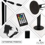GloboStar® ALIEN-DIVA-BLACK-50-9 ALIEN Design DIVA Μοντέρνο Minimal Nordic Μεταλλικό Φωτιστικό Επιτραπέζιο - Πορτατίφ - Λαμπατέρ Μαύρο LED 10W 1500lm με Ασύρματο Χειριστήριο RF & Dimmer IP20 Πολύχρωμο + CCT - RGBW + WW Μ3 x Π1.6 x Υ50cm - Image 6