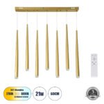 GLOBOSTAR® TEARS 61312 Μοντέρνο Κρεμαστό Φωτιστικό Οροφής LED 21W 2310lm 180° AC 220-240V IP20 Ρυθμιζόμενο Λευκό CCT με Χειριστήριο από 2700K έως 6000K Dimmable - Lumileds SMD Chip - Χρυσό Βούρτσας - Μ70 x Π3.2 x Υ60cm - 3 Χρόνια Εγγύηση - Image 2