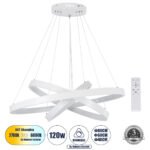 GLOBOSTAR® NEMESIS TRIO 61171-DECO Μοντέρνο Κρεμαστό Φωτιστικό Οροφής LED 120W 14723lm 360° AC 220-240V IP20 Ρυθμιζόμενο Λευκό CCT με Χειριστήριο από 2700K έως 6000K Dimmable - Lumileds SMD Chip - Λευκό Ματ - Μ80 x Π80 x Υ80cm - 3 Χρόνια Εγγύηση - Image 2