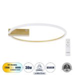 GLOBOSTAR® CINDERELLA 60982 Μοντέρνο Φωτιστικό Οροφής LED 30W 3360lm 360° AC 220-240V IP20 Ρυθμιζόμενο Λευκό CCT με Χειριστήριο από 2700K έως 6000K Dimmable - Lumileds SMD Chip - Χρυσό Βούρτσας - Μ50 x Π50 x Υ5cm - 3 Χρόνια Εγγύηση - Image 2