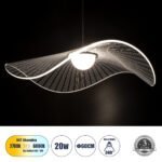 GLOBOSTAR® ACRYLICA 60975 Μοντέρνο Κρεμαστό Φωτιστικό Οροφής LED 20W 2240lm 360° AC 220-240V IP20 Ρυθμιζόμενο Λευκό CCT με On/Off 2700K/4500K/6000K - Lumileds SMD Chip - Διάφανο & Μαύρο Ματ - Μ60 x Π60 x Υ15cm - 3 Χρόνια Εγγύηση - Image 2