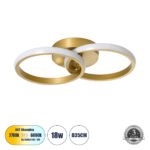 GLOBOSTAR® CORA 61060 Μοντέρνο Φωτιστικό Οροφής LED 18W 2160lm 300° AC 220-240V IP20 Ρυθμιζόμενο Λευκό CCT με On/Off 2700K/4500K/6000K - Lumileds SMD Chip - Χρυσό Βούρτσας - Μ36 x Π20.5 x Υ7cm - 3 Χρόνια Εγγύηση - Image 2