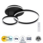 GLOBOSTAR® VENOM 61120 Μοντέρνο Φωτιστικό Οροφής LED 67W 8107lm 360° AC 220-240V IP20 Ρυθμιζόμενο Λευκό CCT με Χειριστήριο από 2700K έως 6000K Dimmable - Lumileds SMD Chip - Μαύρο Ματ - Μ60 x Π40 x Υ12.5cm - 3 Χρόνια Εγγύηση - Image 2