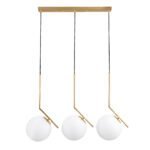 GLOBOSTAR® MONROE 00955 Μοντέρνο Κρεμαστό Φωτιστικό Οροφής με Ντουί 3 x E27 AC 220-240V IP20 - Χρυσό & Λευκό - Μ74 x Π25 x Υ50cm - Image 2