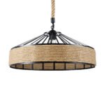 GLOBOSTAR® POLI 01147 Vintage Κρεμαστό Φωτιστικό Οροφής με Ντουί 1 x E27 AC 220-240V IP20 - Μαύρο & Μπεζ - Μ40 x Π40 x Υ32cm - Image 2