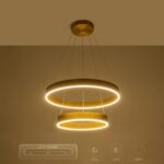 kelvo® VENOM 61187-DECO Μοντέρνο Κρεμαστό Φωτιστικό Οροφής LED 75W 8818lm 120° AC 220-240V IP20 Ρυθμιζόμενο Λευκό CCT με Χειριστήριο από 2700K έως 6000K Dimmable - Lumileds SMD Chip - Χρυσό Βούρτσας - Μ60 x Π60 x Υ40cm - 3 Χρόνια Εγγύηση - Image 14