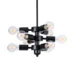 GLOBOSTAR® DELIR 01035 Μοντέρνο Φωτιστικό Οροφής με Ντουί 9 x E27 AC 220-240V IP20 - Μαύρο - Μ24 x Π24 x Υ23cm - Image 2