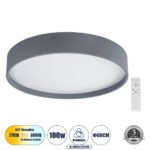 GLOBOSTAR® NARNIA 61260 Μοντέρνο Φωτιστικό Οροφής LED 100W 11500lm 120° AC 220-240V IP20 Ρυθμιζόμενο Λευκό CCT με Χειριστήριο από 2700K έως 6000K Dimmable - Lumileds SMD Chip - Γκρι - Μ60 x Π60 x Υ10cm - 3 Χρόνια Εγγύηση - Image 2