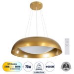 GLOBOSTAR® ANATOLIA 61270 Μοντέρνο Κρεμαστό Φωτιστικό Οροφής LED 75W 8625lm 120° AC 220-240V IP20 Ρυθμιζόμενο Λευκό CCT με Χειριστήριο από 2700K έως 6000K Dimmable - Lumileds SMD Chip - Χρυσό - Μ60 x Π60 x Υ12.5cm - 3 Χρόνια Εγγύηση - Image 2
