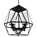 GLOBOSTAR® DASTAR 01001-1 Vintage Κρεμαστό Φωτιστικό Οροφής με Ντουί 4 x E27 AC 220-240V IP20 - Μαύρο & Λευκό - Μ52 x Π52 x Υ53cm - Image 2