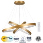 GLOBOSTAR® NEMESIS TRIO 61172-DECO Μοντέρνο Κρεμαστό Φωτιστικό Οροφής LED 120W 14723lm 360° AC 220-240V IP20 Ρυθμιζόμενο Λευκό CCT με Χειριστήριο από 2700K έως 6000K Dimmable - Lumileds SMD Chip - Χρυσό Βούρτσας - Μ80 x Π80 x Υ80cm - 3 Χρόνια Εγγύηση - Image 2