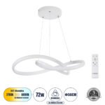 GLOBOSTAR® DEXTER 61050 Μοντέρνο Κρεμαστό Φωτιστικό Οροφής LED 72W 8064lm 300° AC 220-240V IP20 Ρυθμιζόμενο Λευκό CCT με Χειριστήριο από 2700K έως 6000K Dimmable - Lumileds SMD Chip - Λευκό Ματ - Μ56 x Π56 x Υ14cm - 3 Χρόνια Εγγύηση - Image 2