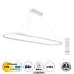 GLOBOSTAR® BOLIVAR 61272 Μοντέρνο Κρεμαστό Φωτιστικό Οροφής LED 54W 6210lm 360° AC 220-240V IP20 Ρυθμιζόμενο Λευκό CCT με Χειριστήριο από 2700K έως 6000K Dimmable - Lumileds SMD Chip - Λευκό Ματ - Μ120 x Π30 x Υ2cm - 3 Χρόνια Εγγύηση - Image 2