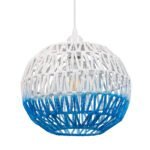 GLOBOSTAR® SANTOR 00728 Boho Κρεμαστό Φωτιστικό Οροφής με Ντουί 1 x E27 AC 220-240V IP20 - Λευκό & Μπλε - Μ30 x Π30 x Υ30cm - Image 2