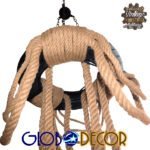 GLOBOSTAR® RUNNER 01115 Vintage Κρεμαστό Φωτιστικό Οροφής με Ντουί 6 x E27 AC 220-240V IP20 - Μαύρο & Μπεζ - Μ45 x Π45 x Υ60cm - Image 5