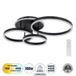 GLOBOSTAR® VENOM 61123 Μοντέρνο Φωτιστικό Οροφής LED 100W 12100lm 360° AC 220-240V IP20 Ρυθμιζόμενο Λευκό CCT με Χειριστήριο από 2700K έως 6000K Dimmable - Lumileds SMD Chip - Μαύρο Ματ - Μ70 x Π40 x Υ16cm - 3 Χρόνια Εγγύηση - Image 2