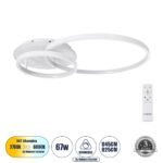 GLOBOSTAR® NEMESIS 61106 Μοντέρνο Φωτιστικό Οροφής LED 67W 7573lm 360° AC 220-240V IP20 Ρυθμιζόμενο Λευκό CCT με Χειριστήριο από 2700K έως 6000K Dimmable - Lumileds SMD Chip - Λευκό Ματ - Μ84 x Π45 x Υ13cm - 3 Χρόνια Εγγύηση - Image 2