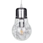 GLOBOSTAR® LAMP 01676 Μοντέρνο Κρεμαστό Φωτιστικό Οροφής με Ντουί 1 x E27 AC 220-240V IP20 - Ασημί & Διάφανο - Μ15 x Π15 x Υ27cm - Image 2