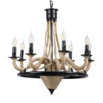 GLOBOSTAR® PENNSYLVANIA 00542 Vintage Κρεμαστό Φωτιστικό Οροφής με Ντουί 8 x E14 AC 220-240V IP20 - Μαύρο & Μπεζ - Μ64 x Π64 x Υ63cm - Image 2