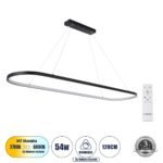 GLOBOSTAR® BOLIVAR 61271 Μοντέρνο Κρεμαστό Φωτιστικό Οροφής LED 54W 6210lm 360° AC 220-240V IP20 Ρυθμιζόμενο Λευκό CCT με Χειριστήριο από 2700K έως 6000K Dimmable - Lumileds SMD Chip - Μαύρο Ματ - Μ120 x Π30 x Υ2cm - 3 Χρόνια Εγγύηση - Image 2