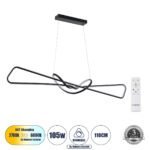 GLOBOSTAR® DOLORES 61279 Μοντέρνο Κρεμαστό Φωτιστικό Οροφής LED 105W 11760lm 300° AC 220-240V IP20 Ρυθμιζόμενο Λευκό CCT με Χειριστήριο από 2700K έως 6000K Dimmable - Lumileds SMD Chip - Μαύρο Ματ - Μ110 x Π17 x Υ17.5cm - 3 Χρόνια Εγγύηση - Image 2