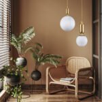 GLOBOSTAR® MAVERICK 00943 Μοντέρνο Κρεμαστό Φωτιστικό Οροφής με Ντουί 1 x E27 AC 220-240V IP20 - Χρυσό & Λευκό - Μ15 x Π15 x Υ33cm - Image 10