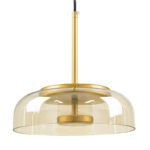 GLOBOSTAR® CHARLOTTE 00744 Μοντέρνο Κρεμαστό Φωτιστικό Οροφής LED 5W 500lm 180° AC 220-240V IP20 Θερμό Λευκό 2700K - Lumileds SMD Chip - Μελί & Χρυσό - Μ23 x Π23 x Υ23cm - 2 Χρόνια Εγγύηση - Image 2