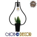 GLOBOSTAR® FLOWERPOT 10001210 Μοντέρνο Κρεμαστό Φωτιστικό Οροφής με Ντουί 1 x E27 AC 220-240V IP20 - Μαύρο & Πράσινο - Μ27 x Π27 x Υ40cm - Image 3