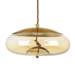 GLOBOSTAR® ΑΧΤΟΝ 00750 Μοντέρνο Κρεμαστό Φωτιστικό Οροφής LED 7W 500lm 180° AC 220-240V IP20 Θερμό Λευκό 2700K - Sanan SMD Chip - Μελί & Χρυσό - Μ30 x Π30 x Υ15cm - 2 Χρόνια Εγγύηση - Image 2