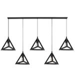 GLOBOSTAR® TRIANGLE 00608 Μοντέρνο Κρεμαστό Φωτιστικό Οροφής με Ντουί 5 x E27 AC 220-240V IP20 - Μαύρο - Μ170 x Π22 x Y130cm - Image 2