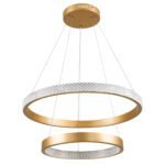 GLOBOSTAR® DIAMOND DUO 61151-DECO Μοντέρνο Κρεμαστό Φωτιστικό Οροφής LED 75W 8743lm 360° AC 220-240V IP20 Ρυθμιζόμενο Λευκό CCT με Χειριστήριο από 2700K έως 6000K Dimmable - Lumileds SMD Chip - Χρυσό Βούρτσας - Μ60 x Π60 x Υ60cm - 3 Χρόνια Εγγύηση - Image 5