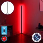 Μοντέρνο Minimal Επιδαπέδιο Μαύρο Φωτιστικό 100cm LED 16 Watt με Ασύρματο Χειριστήριο RF & Dimmer Κόκκινο GloboStar ALIEN Design GLOBO-100-4