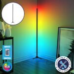 Μοντέρνο Minimal Επιδαπέδιο Μαύρο Φωτιστικό 150cm LED 24 Watt με Ασύρματο Χειριστήριο RF & Dimmer RGB Πολύχρωμο GloboStar ALIEN Design GLOBO-150-8