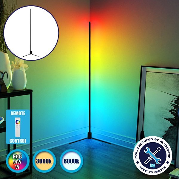 globo_200_9_00 Μοντέρνο Minimal Επιδαπέδιο Μαύρο Φωτιστικό 200cm LED 40 Watt με Ασύρματο Χειριστήριο 2.4G RF & Dimmer RGBW+WW Πολύχρωμο - Ψυχρό - Ημέρας - Θερμό GloboStar ALIEN Design GLOBO-200-9 - Image 1