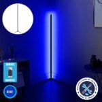 Μοντέρνο Minimal Επιδαπέδιο Μαύρο Φωτιστικό 250cm LED 40 Watt με Ασύρματο Χειριστήριο RF & Dimmer Μπλε GloboStar ALIEN Design GLOBO-250-6