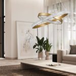 GLOBOSTAR® DIAMOND DUO 61151-DECO Μοντέρνο Κρεμαστό Φωτιστικό Οροφής LED 75W 8743lm 360° AC 220-240V IP20 Ρυθμιζόμενο Λευκό CCT με Χειριστήριο από 2700K έως 6000K Dimmable - Lumileds SMD Chip - Χρυσό Βούρτσας - Μ60 x Π60 x Υ60cm - 3 Χρόνια Εγγύηση - Image 14