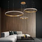 GLOBOSTAR® DIAMOND TRIO 61145 Μοντέρνο Κρεμαστό Φωτιστικό Οροφής LED 120W 14723lm 360° AC 220-240V IP20 Ρυθμιζόμενο Λευκό CCT με Χειριστήριο από 2700K έως 6000K Dimmable - Lumileds SMD Chip - Χρυσό Βούρτσας - Μ150 x Π150 x Υ60cm - 3 Χρόνια Εγγύηση - Image 11