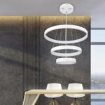 GLOBOSTAR® NEMESIS TRIO 61168 Μοντέρνο Κρεμαστό Φωτιστικό Οροφής LED 100W 12123lm 360° AC 220-240V IP20 Ρυθμιζόμενο Λευκό CCT με Χειριστήριο από 2700K έως 6000K Dimmable - Lumileds SMD Chip - Λευκό Ματ - Μ60 x Π60 x Υ60cm - 3 Χρόνια Εγγύηση - Image 14